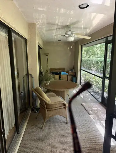 Screened lanai painting — before