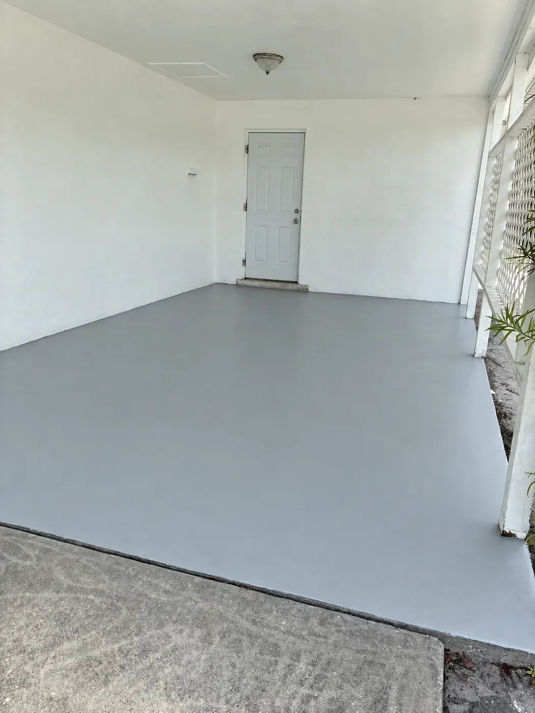 Recoated porch floor
