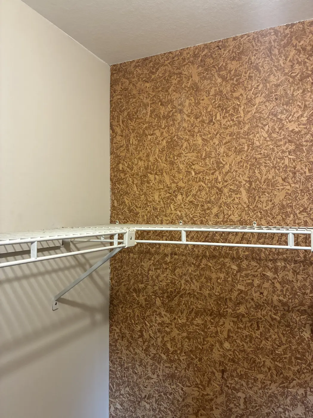 Wood wall skim coating — before